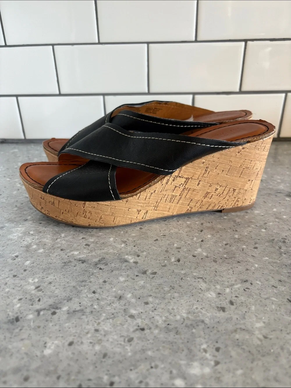 LAST CHANCE CLOSET CLOSING!  Sonoma Black Crisscross Cork Wedge Sandals